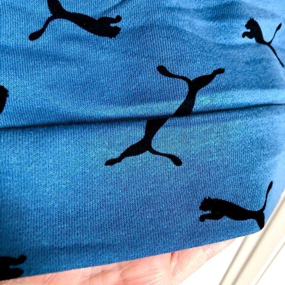 PUMA 🎉HPX4 🎉Youth S L (14-16) French Terry All-Over-Logo Hoodie/Blue/Unisex/NWT - Picture 14 of 15